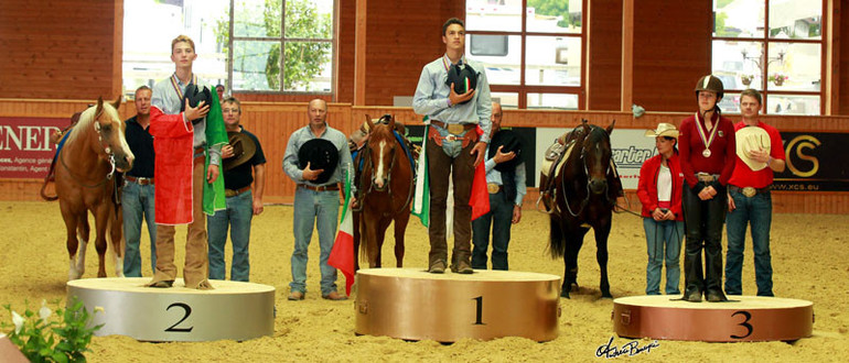 podium des championnats d'Europe juniors de Reining