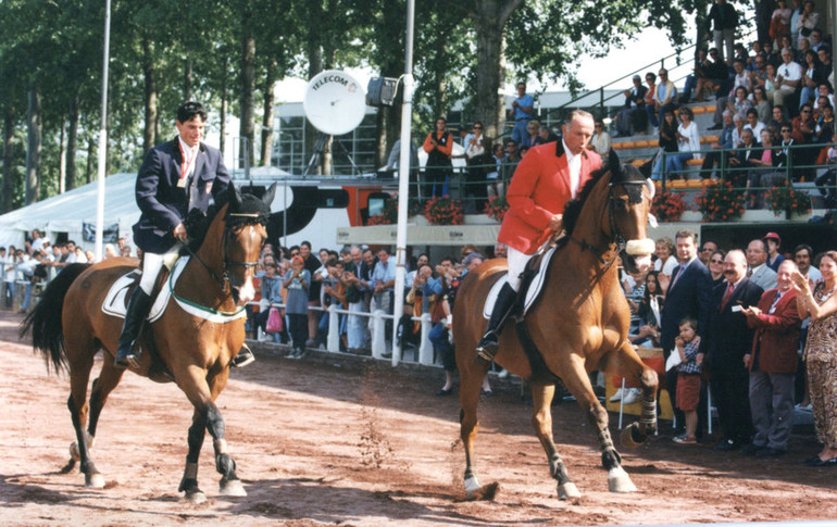 Max Hauri à côté de son fils Markus lors du Championnat suisse en 1997 à Yverdon-les-Bains