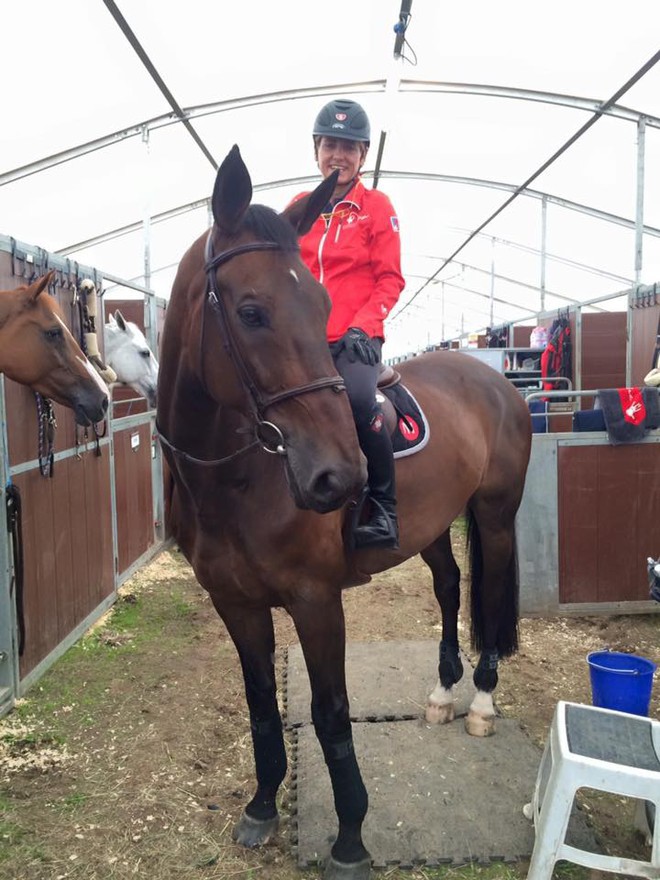 Frédérique Fabre Delbos est bien installée dans les écuries du CSIO d'Hickstead