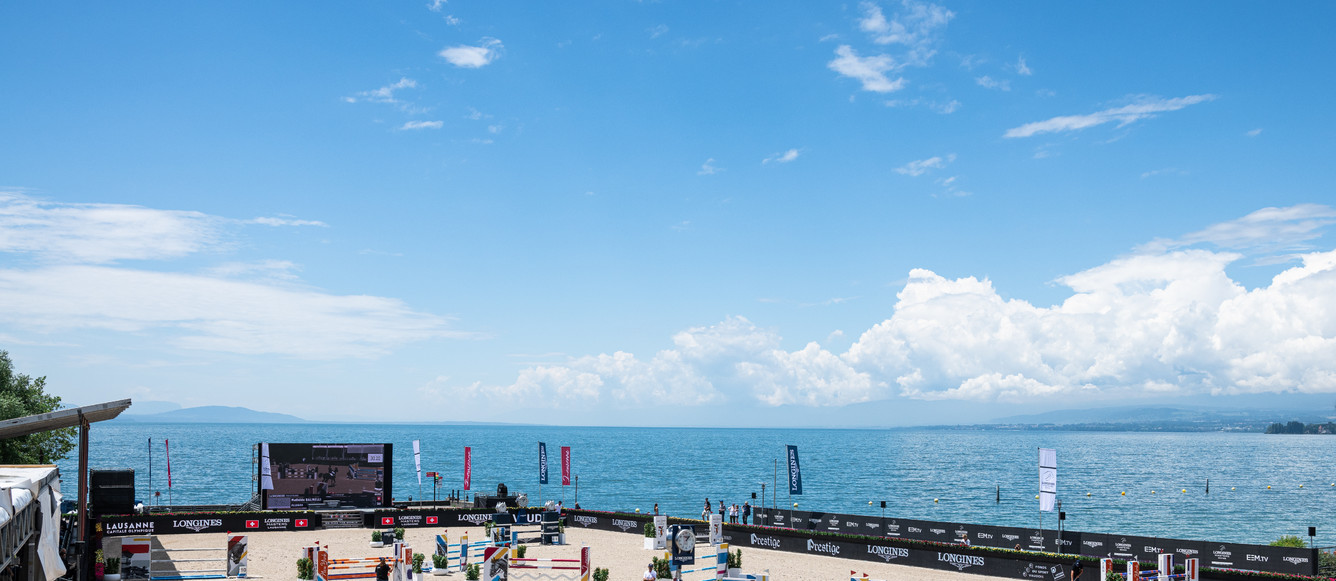 La jolie vue sur le lac dont bénéficient les cavaliers du CSI 5* de Lausanne est appréciée