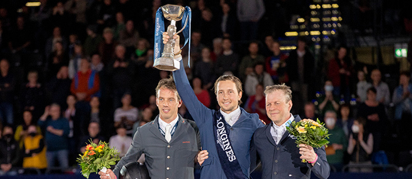 Fuchs Martin, SUI, Smolders Harrie, NED, Fredricson Jens, SWEWorld Cup Finals Jumping - Leipzig 2022© Hippo Foto Media - Stefan Lafrentz10/04/2022