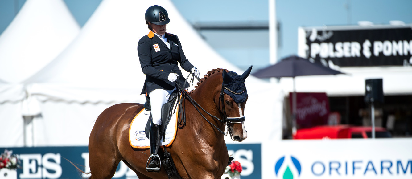 ECCO FEI World Championships 2022, Herning (DEN)SANNE VOETS of the Netherlands rides DEMANTURto win the Grade IV second qualifier for the individual freestyle final during Orifarm Healthcare FEI Para Dressage World Championship 2022 in Herning, Denmark, August 12, 2022.