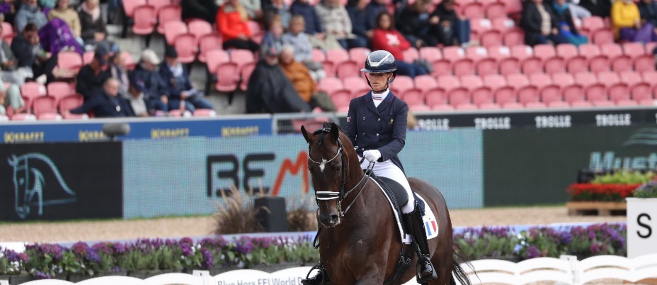 Morgan Barbançon Mestre et Sir DONNERHALL II  lors des Championnats du monde à Herning. ©FFE/PSV – Comm. Jiva Hill