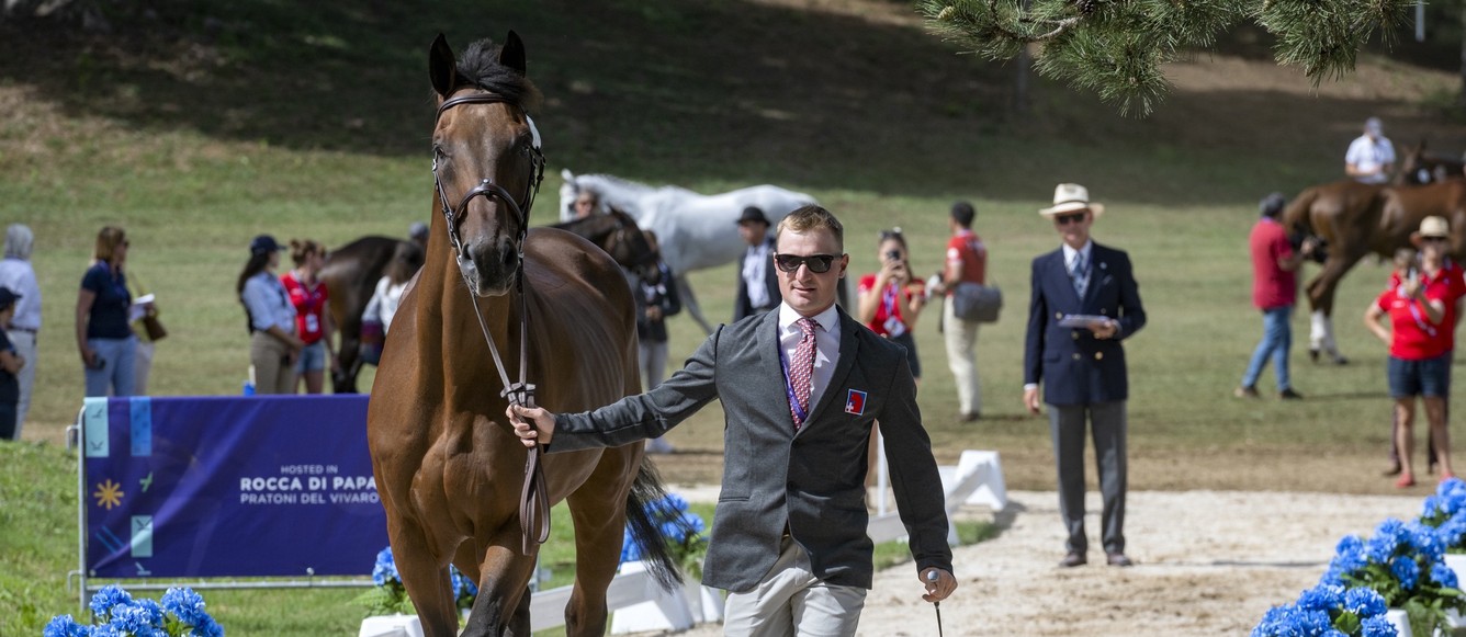 FEI World Championship 2022 Eventing. Pratoni , Italy .GODEL Robin SUI with GRANDEUR DE LULLY CH during Horse inspection on 14 September 2022FEI / Richard Juilliart