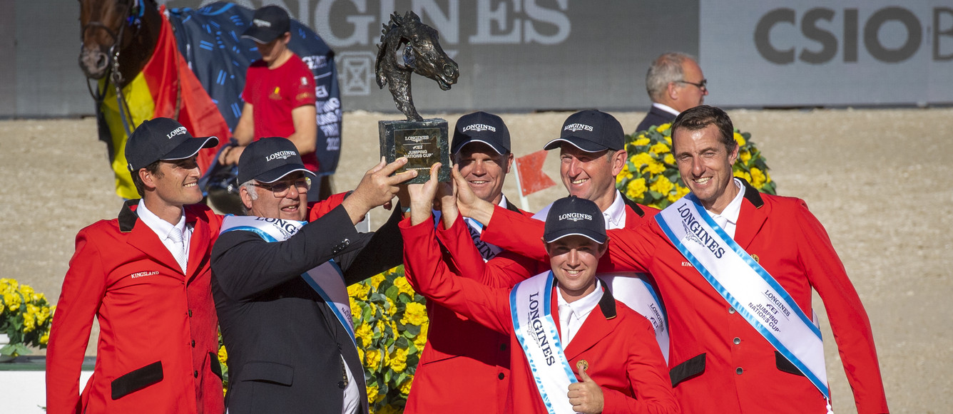 © FEI / Richard Juilliart Longines FEI Jumping Nations Cup™Final(Final Competition)Team Belgium celebrates victory on 2 nd October 2022FEI / Richard Juilliart