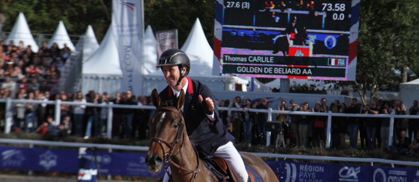 Thomas Carlile, vainqueurs des 6 ans au Mondial du Lion, avec Golden de Béliard AA. © Michel de Pescara