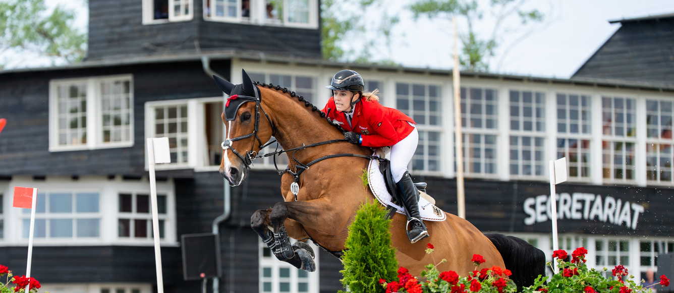 ©FEI/Łukasz Kowalski GER - Janne Friederike MEYER-ZIMMERMANN rides Messi van't Ruytershof at the Longines FEI Jumping Nations Cup of Poland 2022 - Sopot, Poland