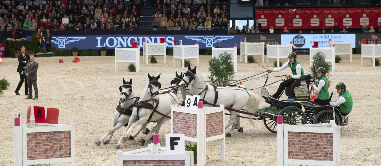 FEI World Cup Finals Leipzig 2022.FEI Driving World Cup Final.Time Obstacle driving competition for four-in-handNED- Chardon Bram on 10 April 2022.