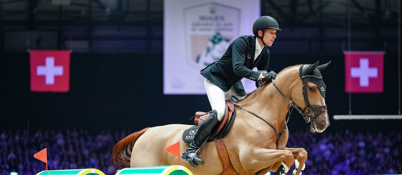 Henrik von Eckermann (SWE) riding King Edward during the day 3 of Rolex Grand Slam of Show Jumping on December 9, 2022 in Geneva, Switzerland. (Photo by Pierre Costabadie/Icon Sport)
