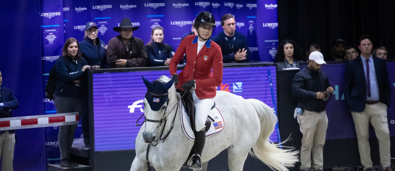 ©FEI/Richard Juilliart FEI World Cup™ Finals 2023 Omaha NE (USA).Longines FEI Jumping World Cup™ Final II.Hunter Holloway  USA rides Pepita Con Spita  on 6 April 2023