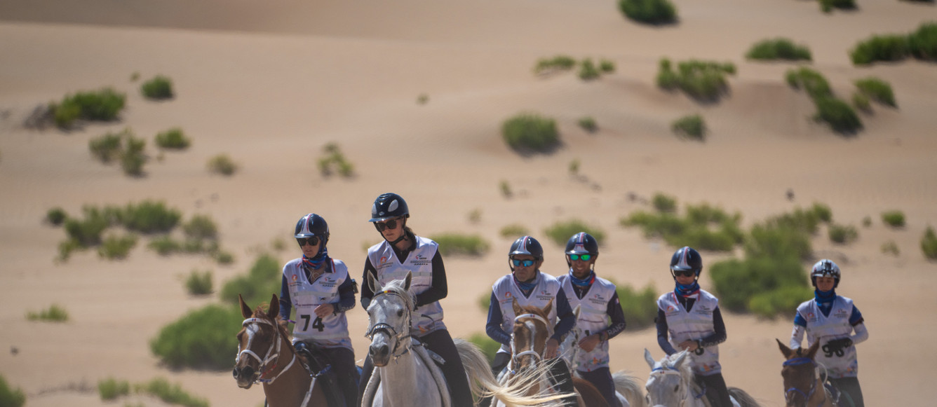 Riders in the desert - FEI Endurance World Championship - Butheeb, United Arab Emirates - 25 February 2023
