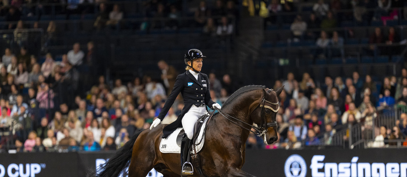 Ingrid Klimke (GER) riding Franziskus FRH - winner at the FEI Dressage World Cup 2022/23 - Stuttgart (GER) Copyright ©FEI/Leanjo de Koster