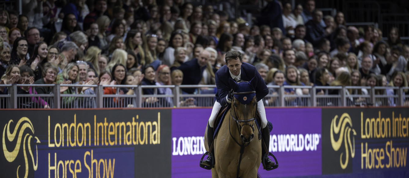 Ben MAHER (GBR) & ENJEU DE GRISIEN compete in THE LONGINES FEI JUMPING WORLD CUP™ at the London International Horse Show 2023 - London, United Kingdom 17 December 2023 - photo Jon Stroud Media