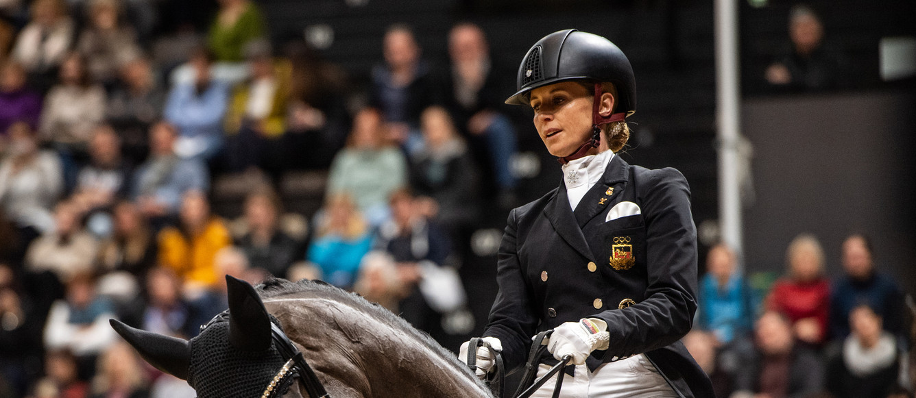 FEI Dressage World Cup™ 2024 Basel, SwitzerlandJESSICA VON BREDOW-WERNDL on TSF DALERA BB competes to win Grand Prix Freestyle during the FEI Dressage World Cup in Basel, Switzerland, January 13, 2024.