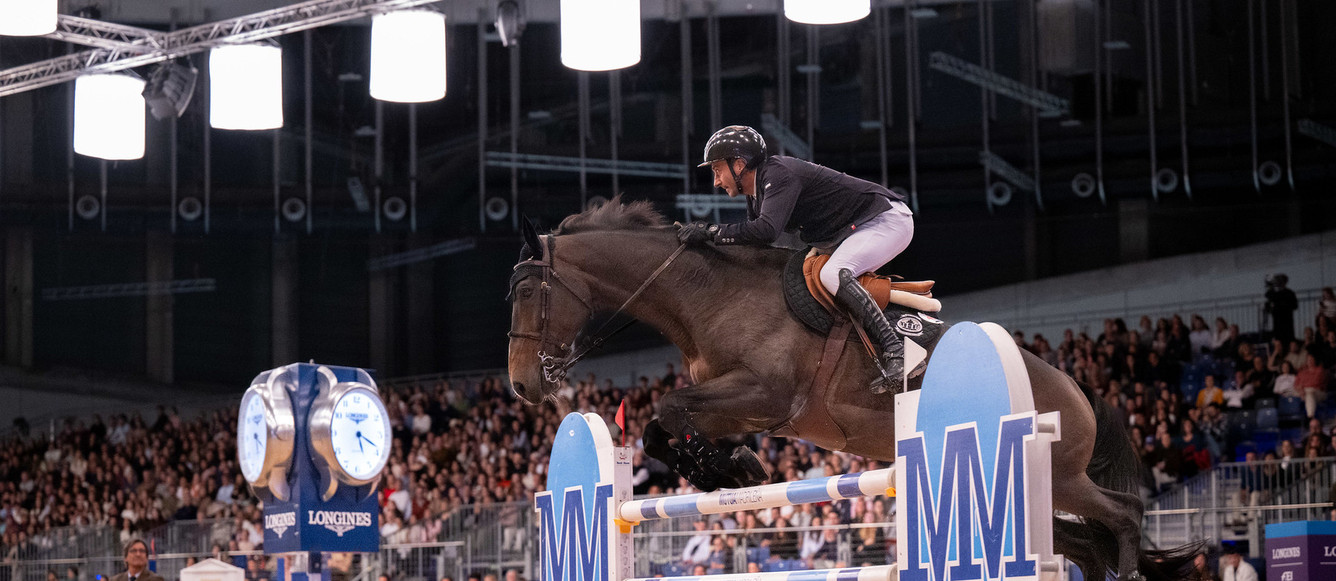 Piergiorgio Bucci (ITA) and Hantano - winners of the Longines FEI Jumping World Cup™ 2024/25 - Madrid (ESP) Copyright ©FEI/Thomas Reiner