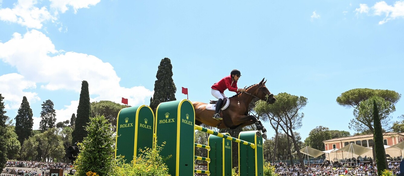 Karl Cook et Caracole de la Roque avaient gagné le Grand Prix Rolex de Rome l'an dernier dans le sublime écrin de la Piazza di Siena. © CSIO Roma-Piazza di Siena-LDD