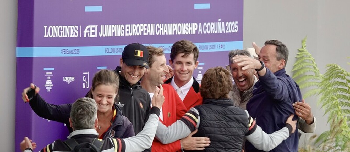 La joie de l'équipe de Belgique, sacrée championne d'Europe cet après-midi à La Corogne. © NP