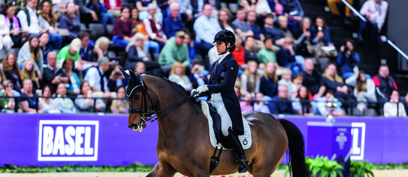BASEL - FEI World Cup™ Finals 2025NEUHAUSER Jessica (SUI), RocksonCDI-W - FEI Dressage World Cup™ FinalFEI Grand Prix FreestyleGrand Hotel Les Trois RoisBasel, St. Jakobshalle05. April 2025© www.sportfotos-lafrentz.de / Stefan Lafrentz