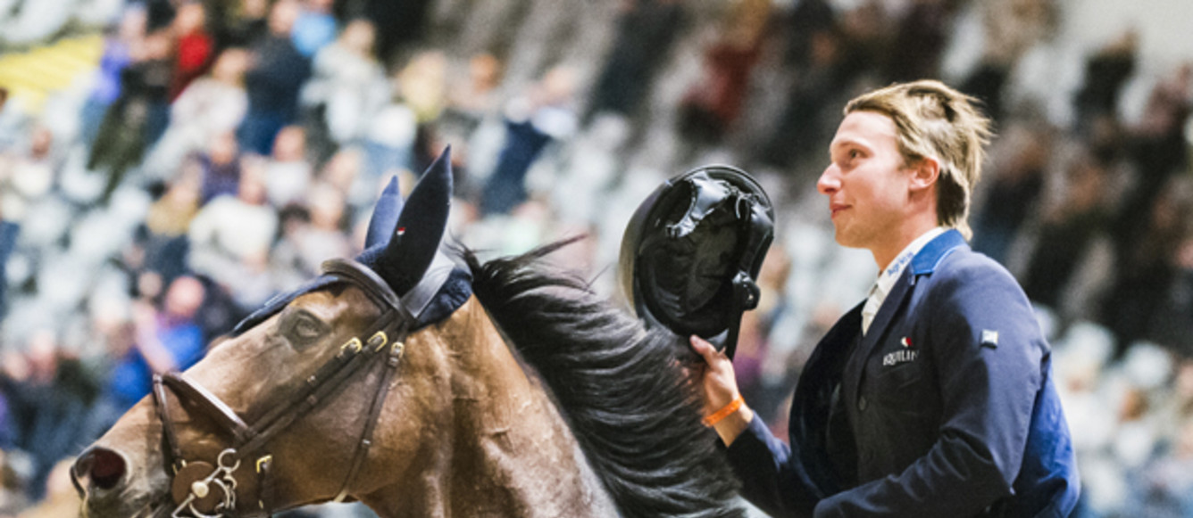 Longines FEI World Cup™ Jumping Oslo Winner Douglas Lindelöw SWE riding Zacramento 14/10/18Photo FEI/ Satu Pirinen
