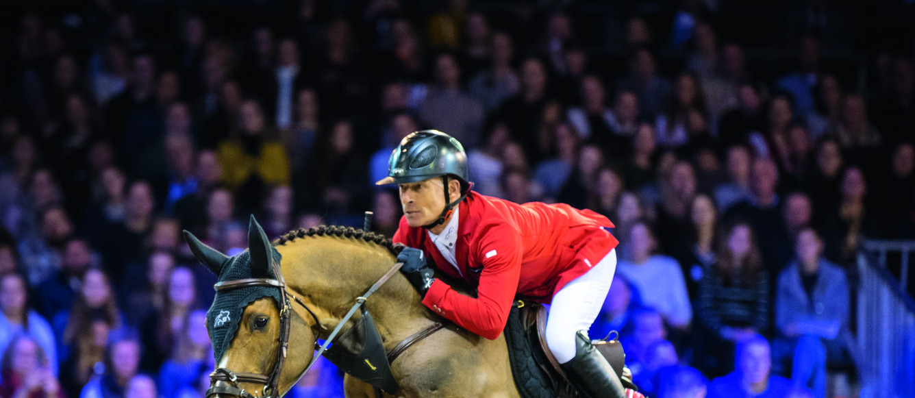 Pius Schwizer (SUI) Cortney Cox 2nd at the Longines FEI Jumping World Cup TM Amsterdam on Sunday 27 January 2019